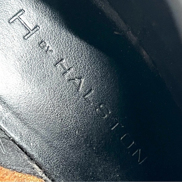 H by Halston Cara Leather Camel Block Heel Lug Sole Booties Womens 8 - Picture 13 of 13